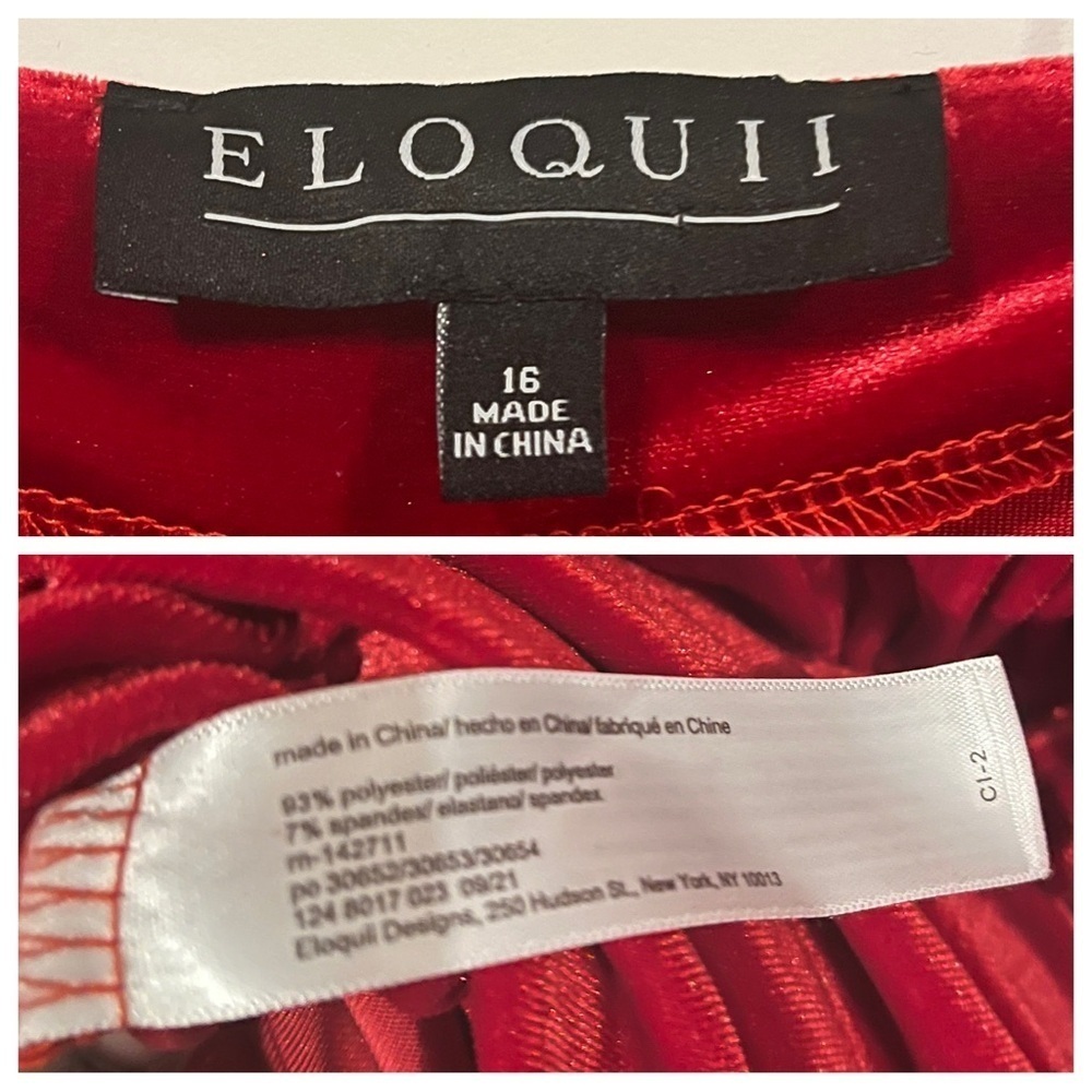 Eloquii Velvet Ruched Dress Plus Size 16 Red Long Sleeve Bodycon Party Short - Picture 4 of 5